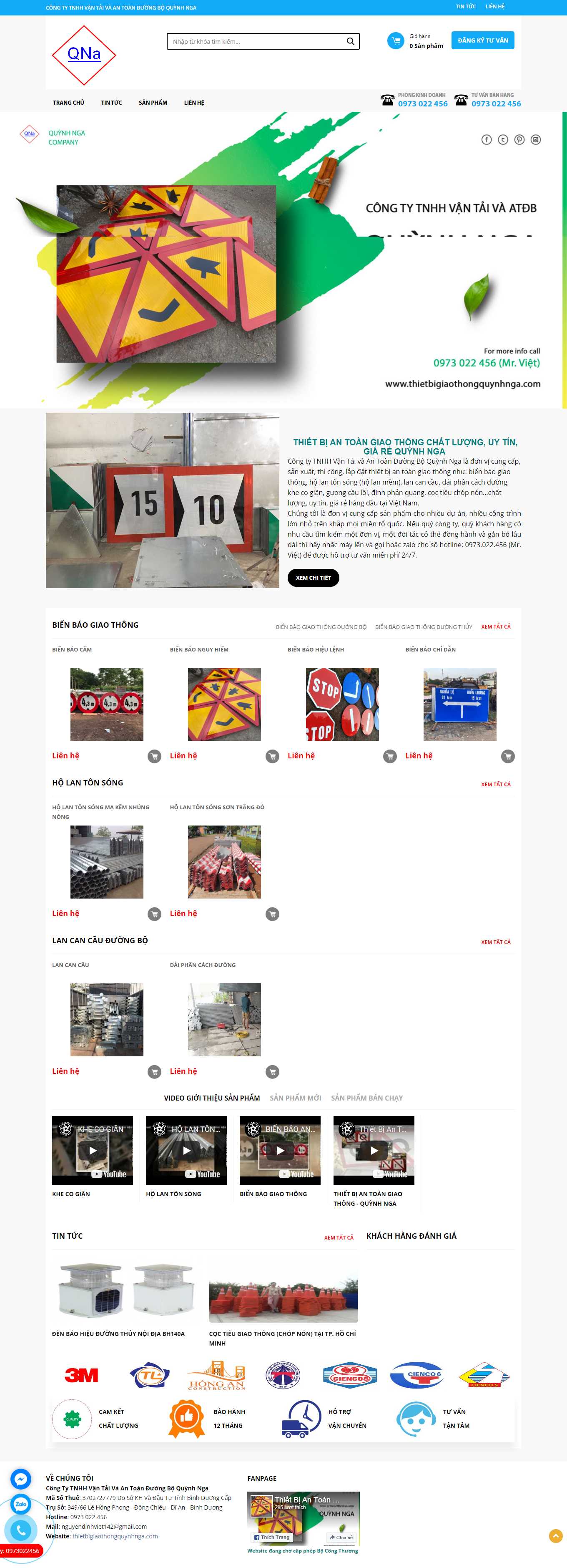 Thiết kế Web vật tư giao thông thietbigiaothongquynhnga.com