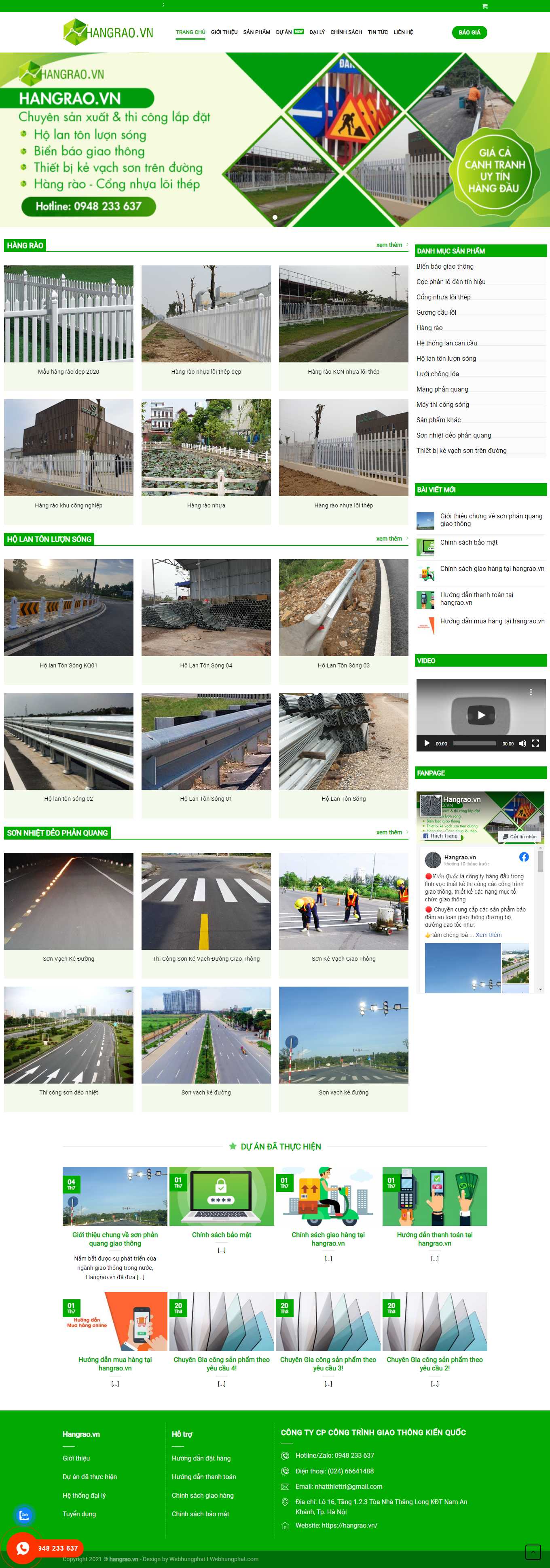 Thiết kế Web vật tư giao thông hangrao.vn