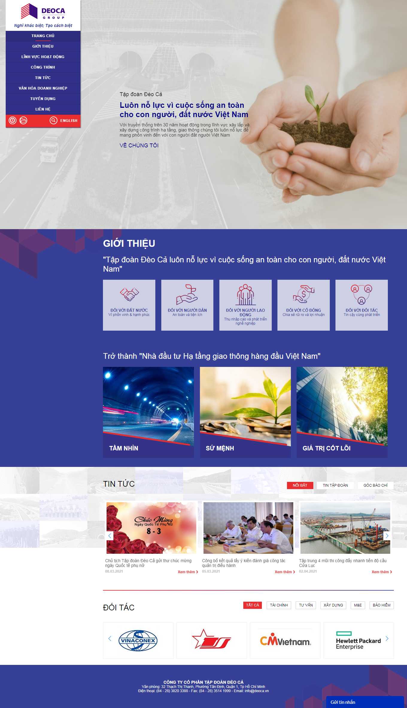 Thiết kế Web vật tư giao thông deoca.vn