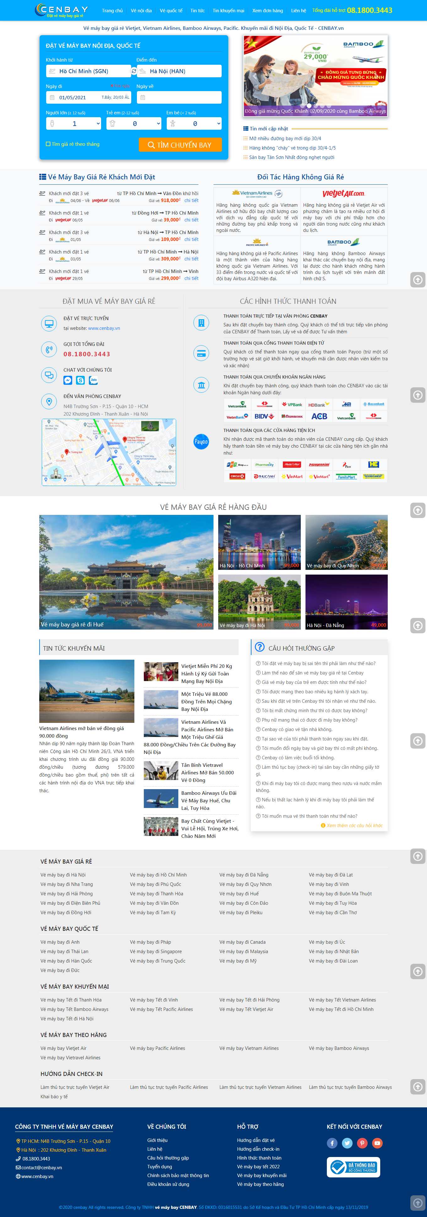 Thiết kế Web đặt vé máy bay trực tuyến cenbay.vn