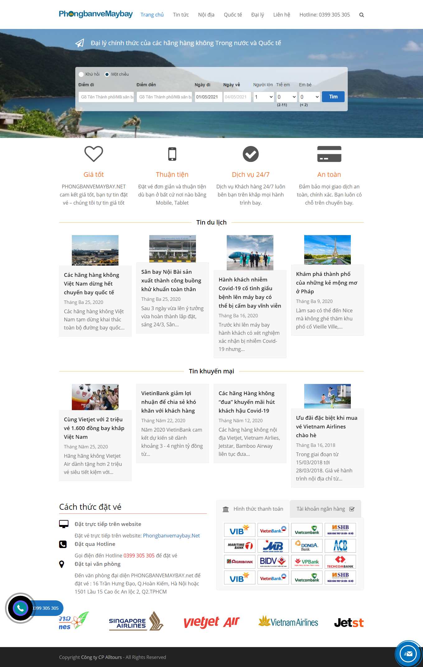 Thiết kế Web đặt vé máy bay trực tuyến phongbanvemaybay.net