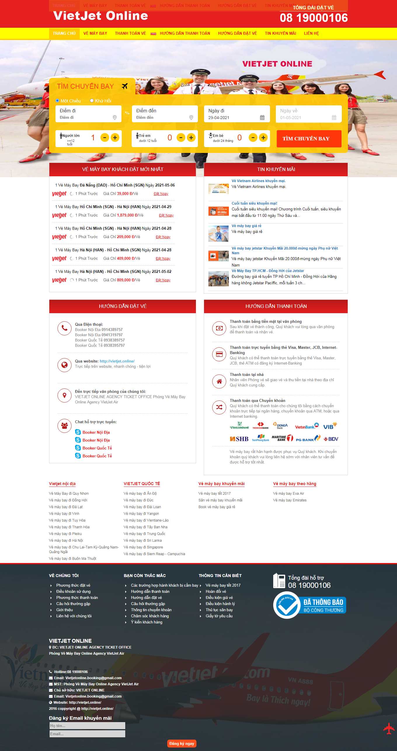 Thiết kế Web đặt vé máy bay trực tuyến vietjet.online