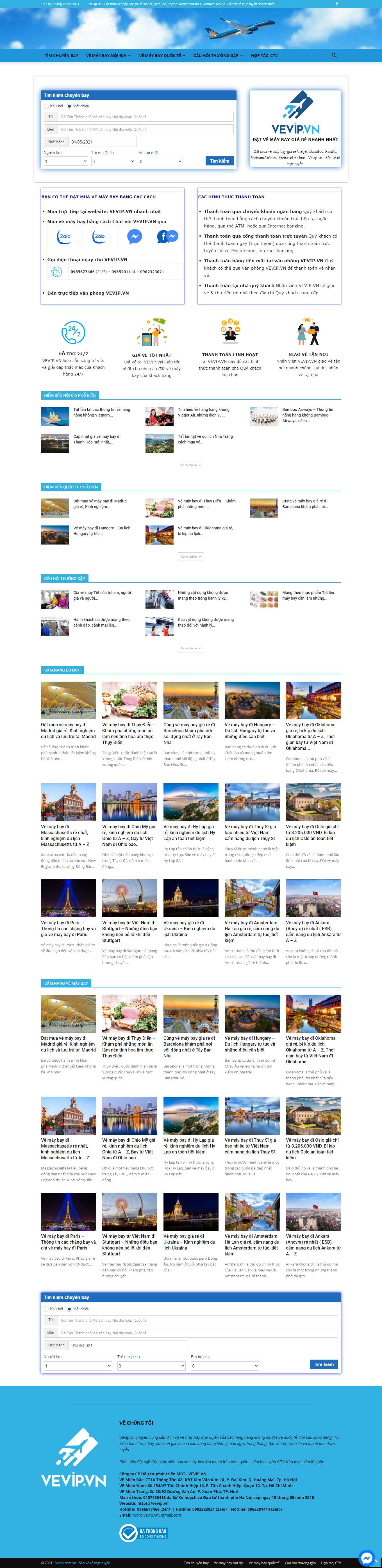 Thiết kế Web đặt vé máy bay trực tuyến vevip.com.vn