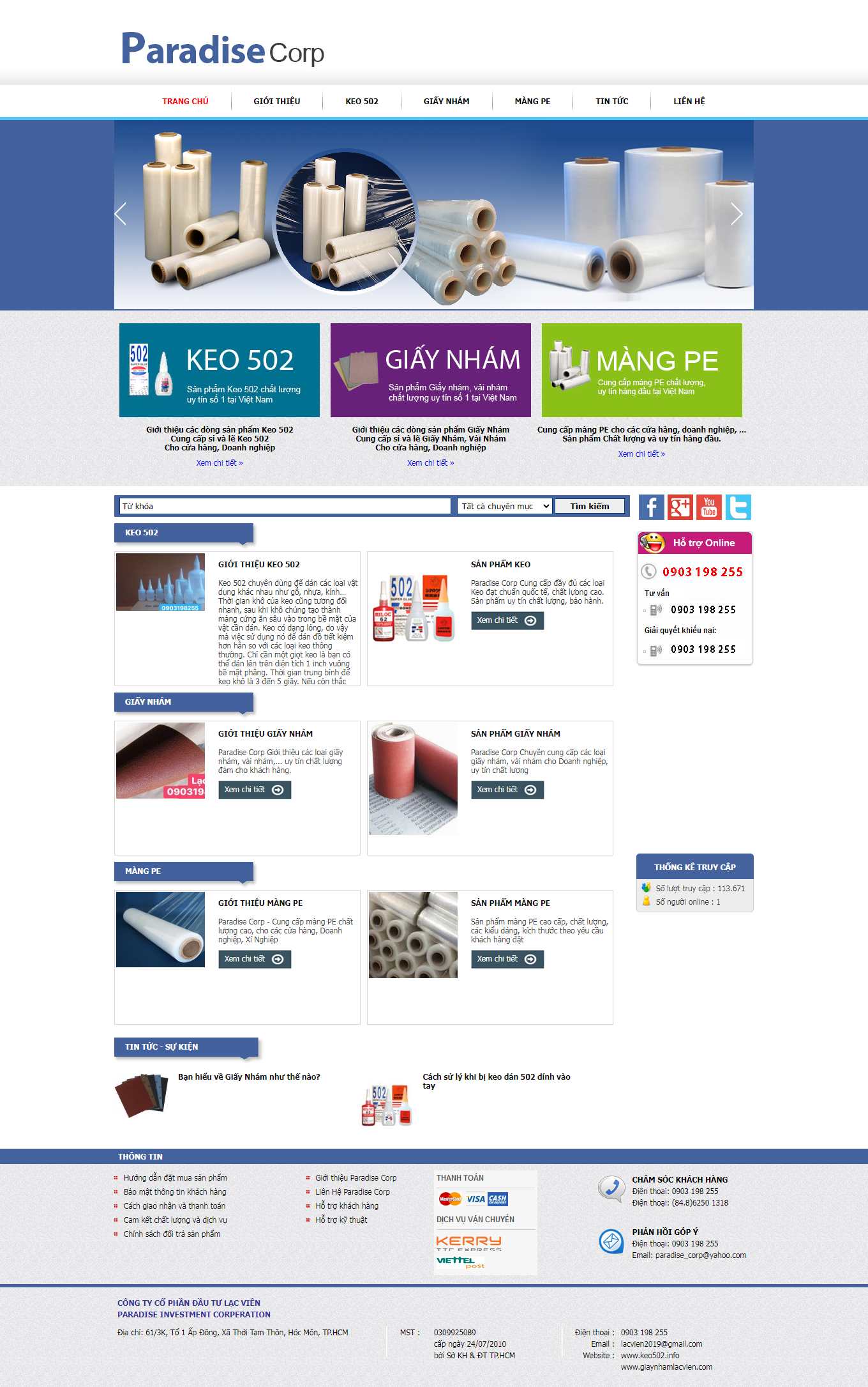 Thiết kế Web bán hàng miễn phí keo502.info