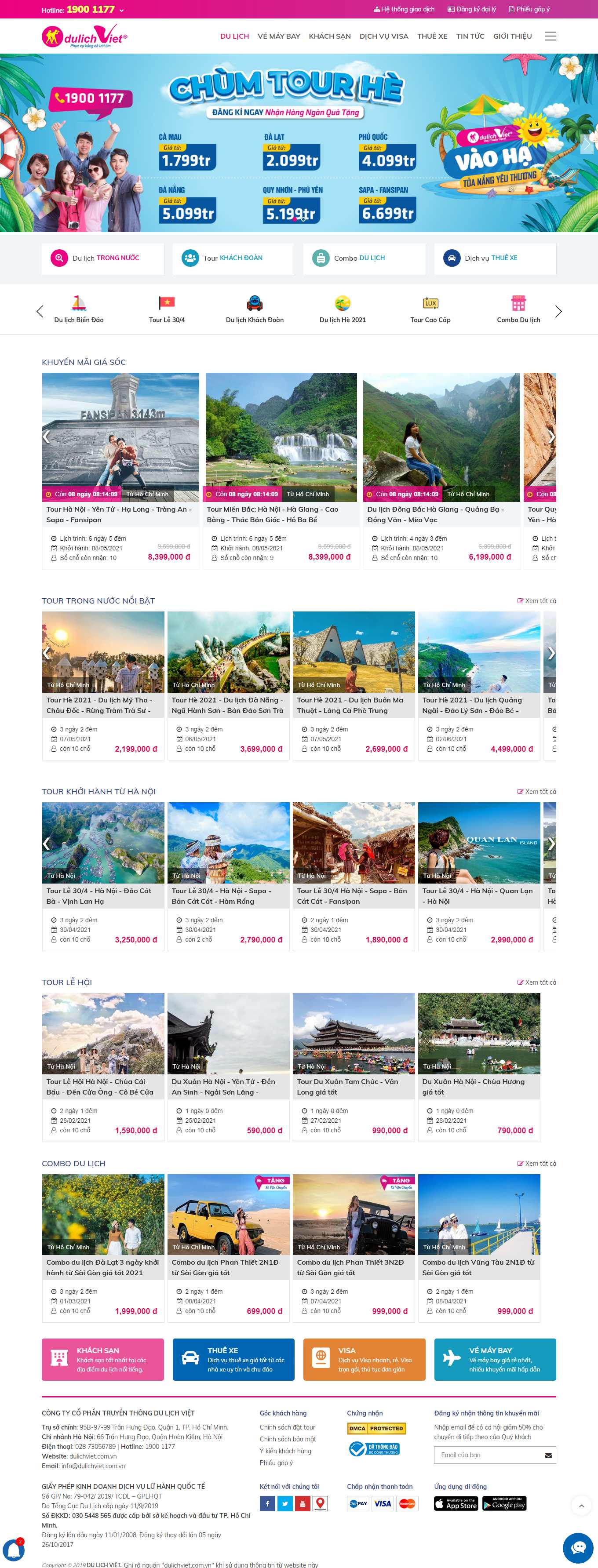 Thiết kế Web du lịch tour dulichviet.com.vn