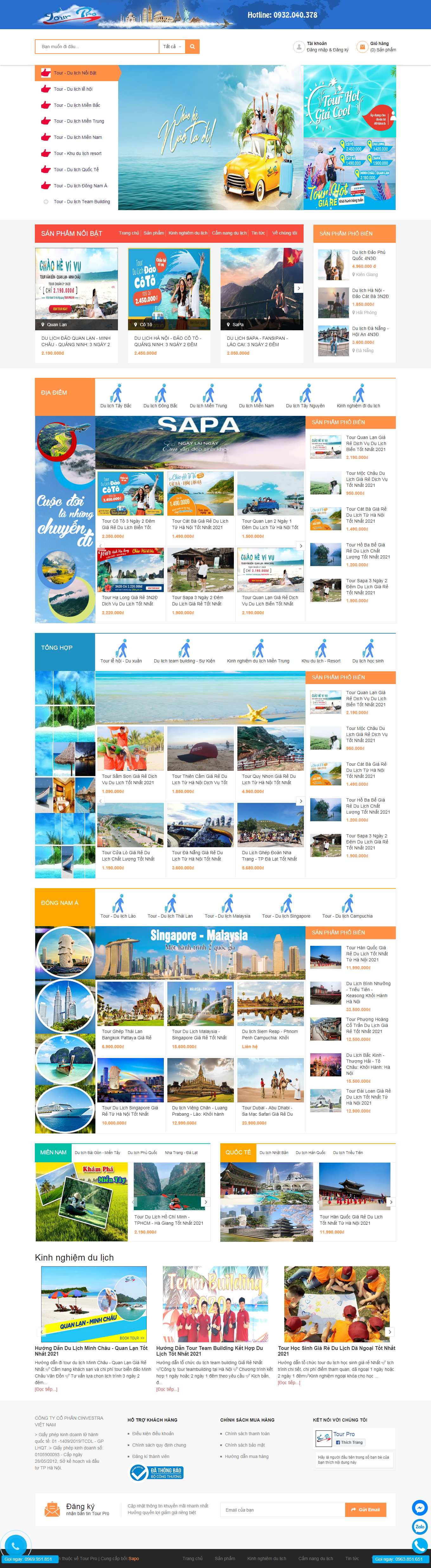 Thiết kế Web du lịch tour tour.pro.vn