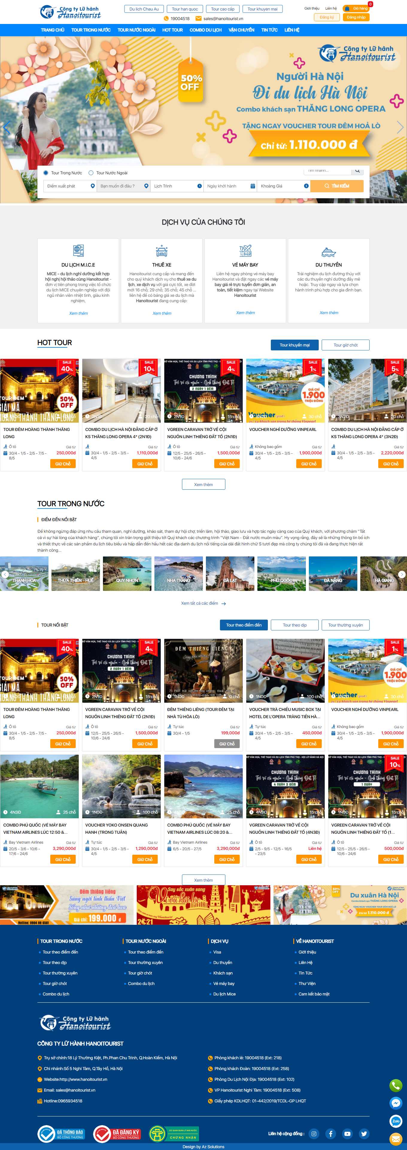 Thiết kế Web du lịch tour hanoitourist.vn