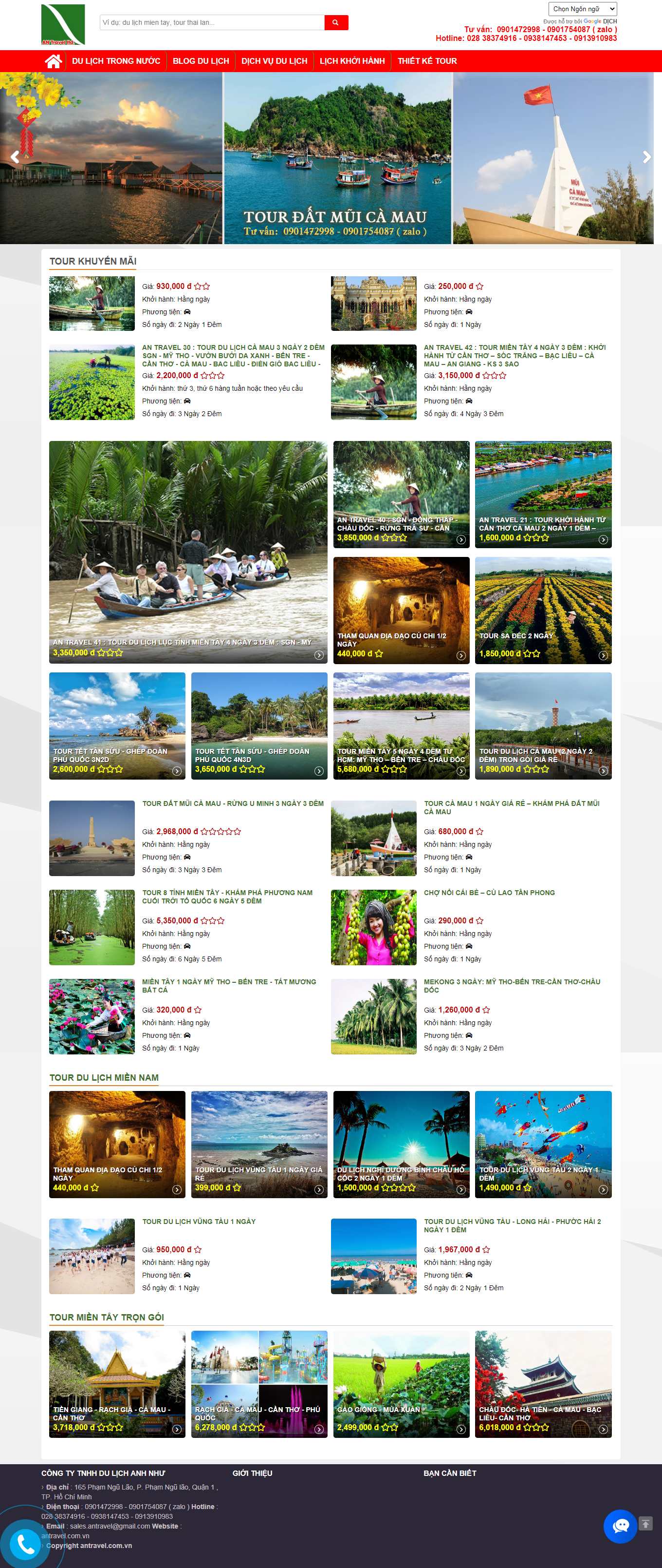 Thiết kế Web du lịch tour antravel.com.vn