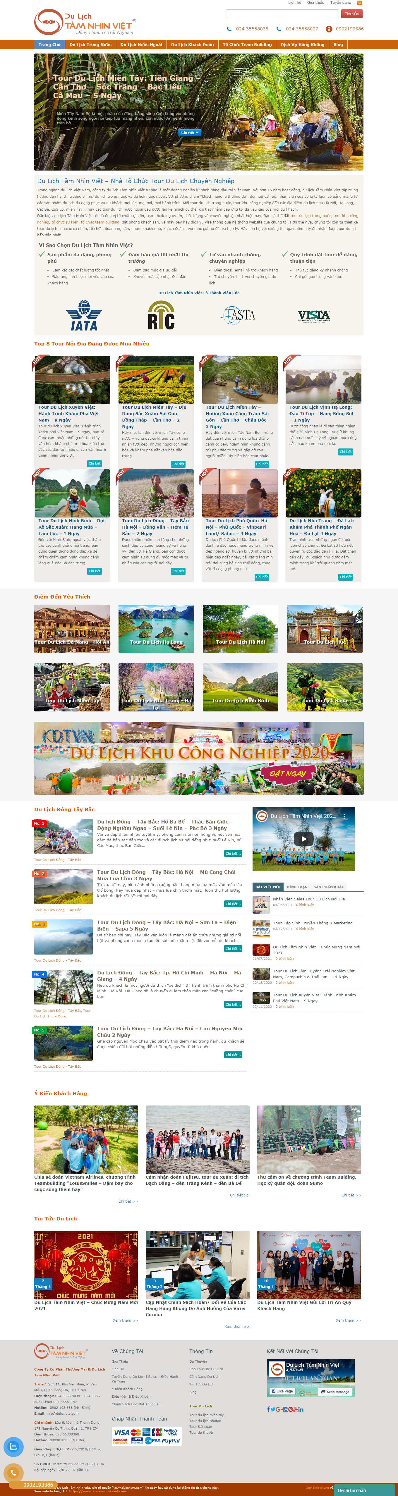 Thiết kế Web du lịch tour dulichvtv.com