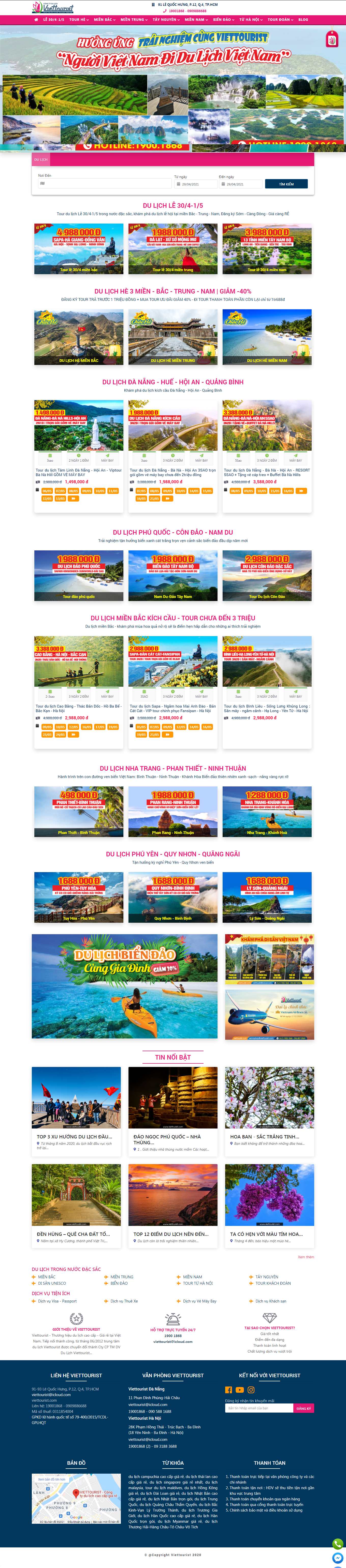 Thiết kế Web du lịch tour viettourist.com