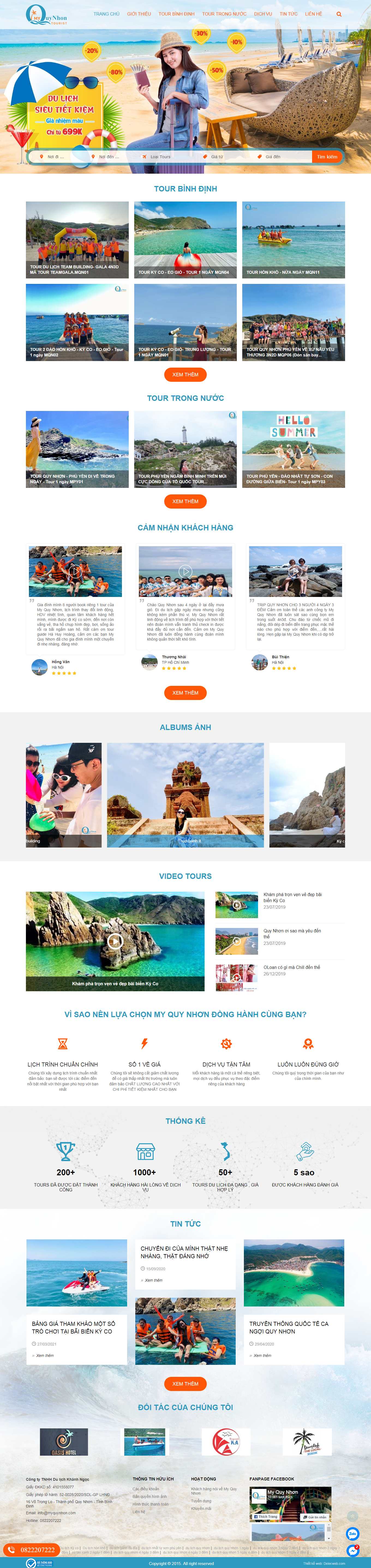 Thiết kế Web du lịch tour myquynhon.com