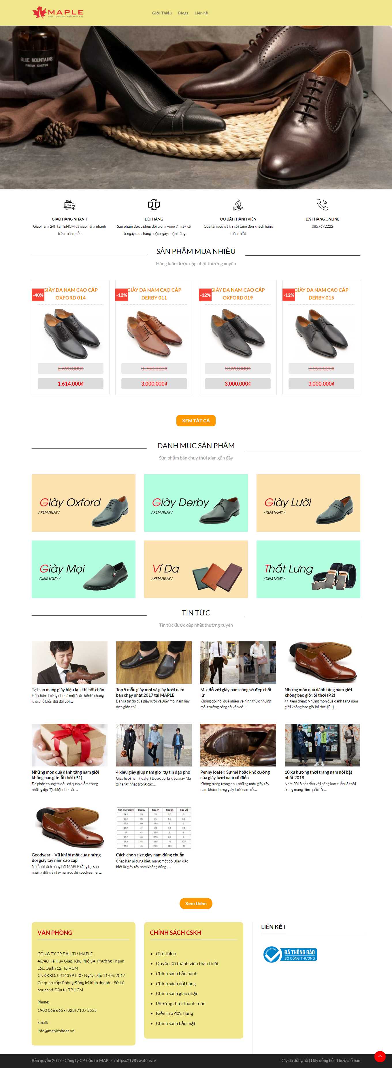 Thiết kế Web chuyên nghiệp giá rẻ mapleshoes.vn