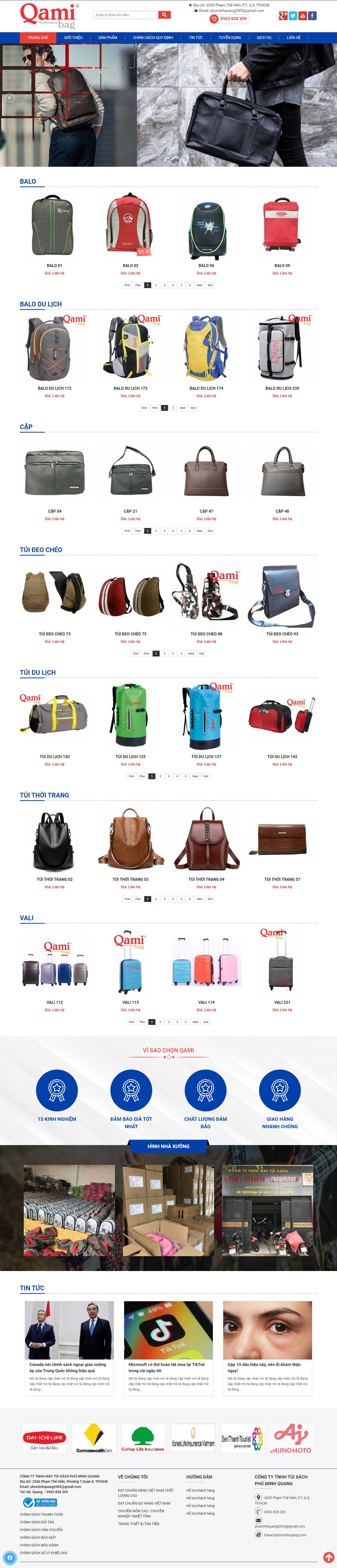 Thiết kế Web du lịch chuyên nghiệp tuixachphuminhquang.com