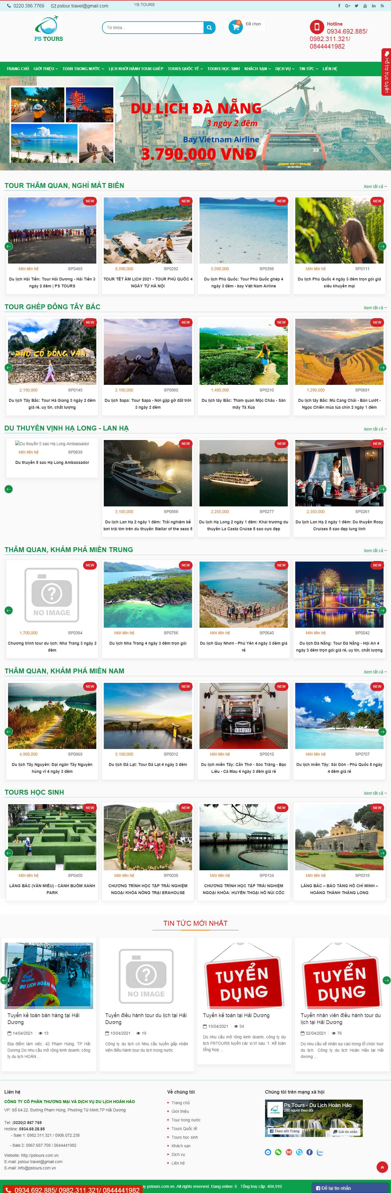 Thiết kế Web du lịch chuyên nghiệp pstours.com.vn