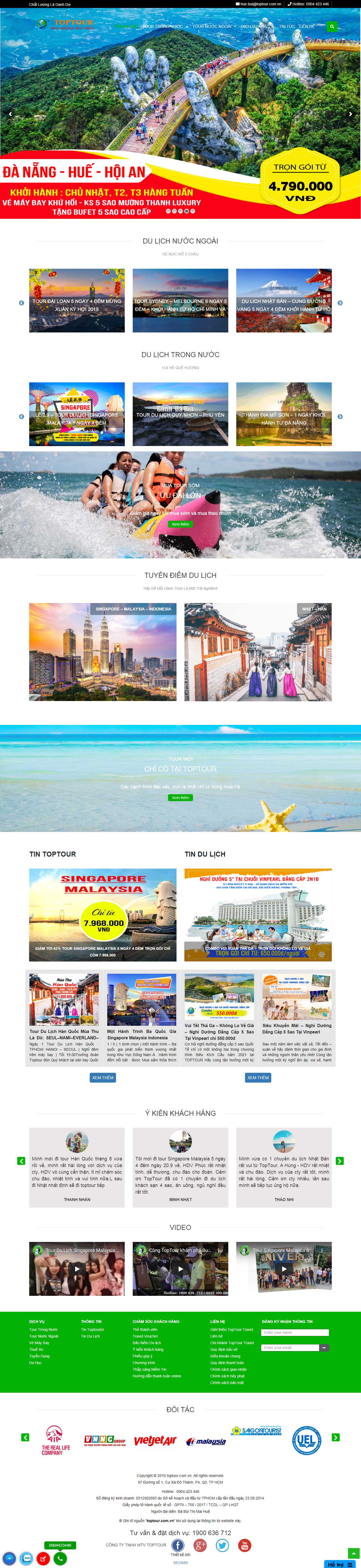 Thiết kế Web du lịch chuyên nghiệp toptour.com.vn