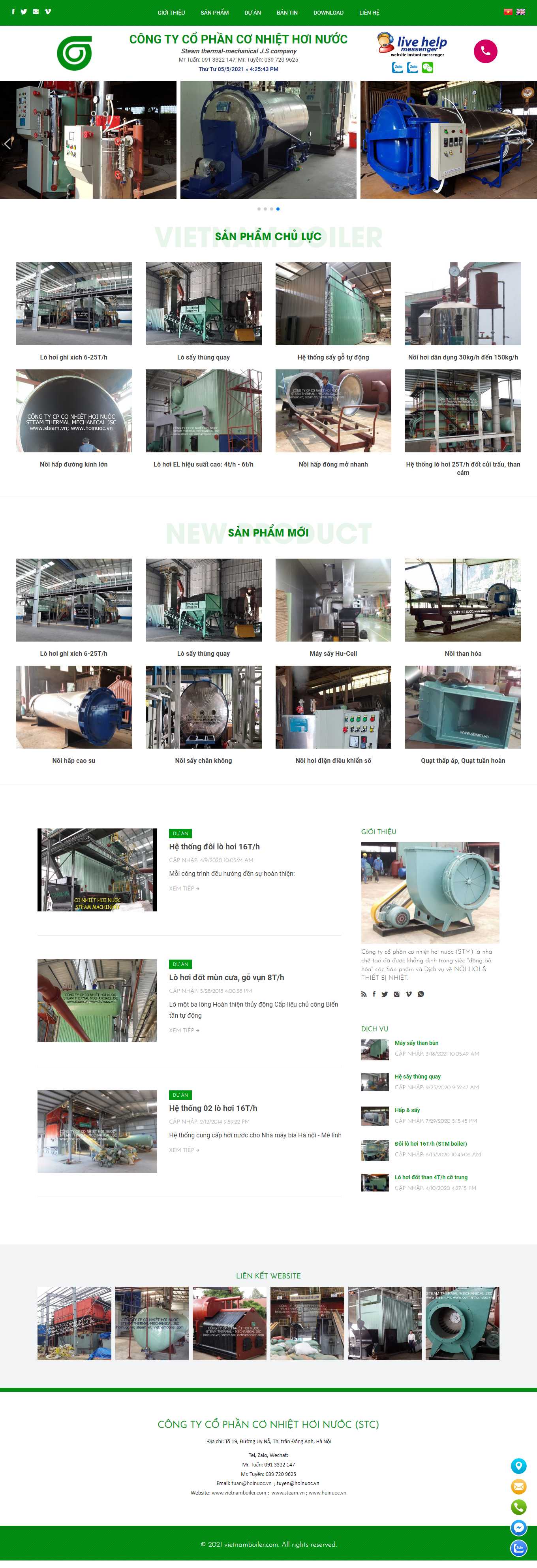 Thiết kế Web giới thiệu sản phẩm vietnamboiler.com