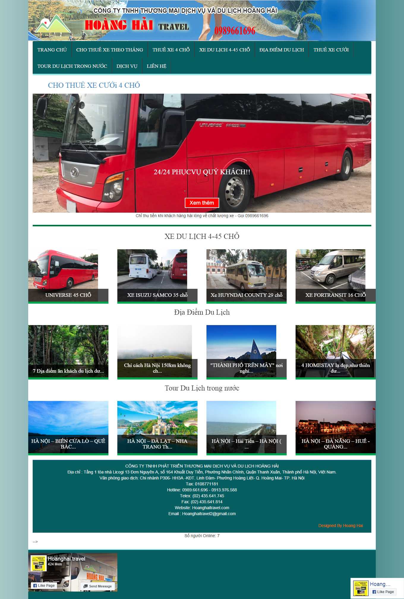 Thiết kế Web cho thuê xe ô tô hoanghaitravel.com