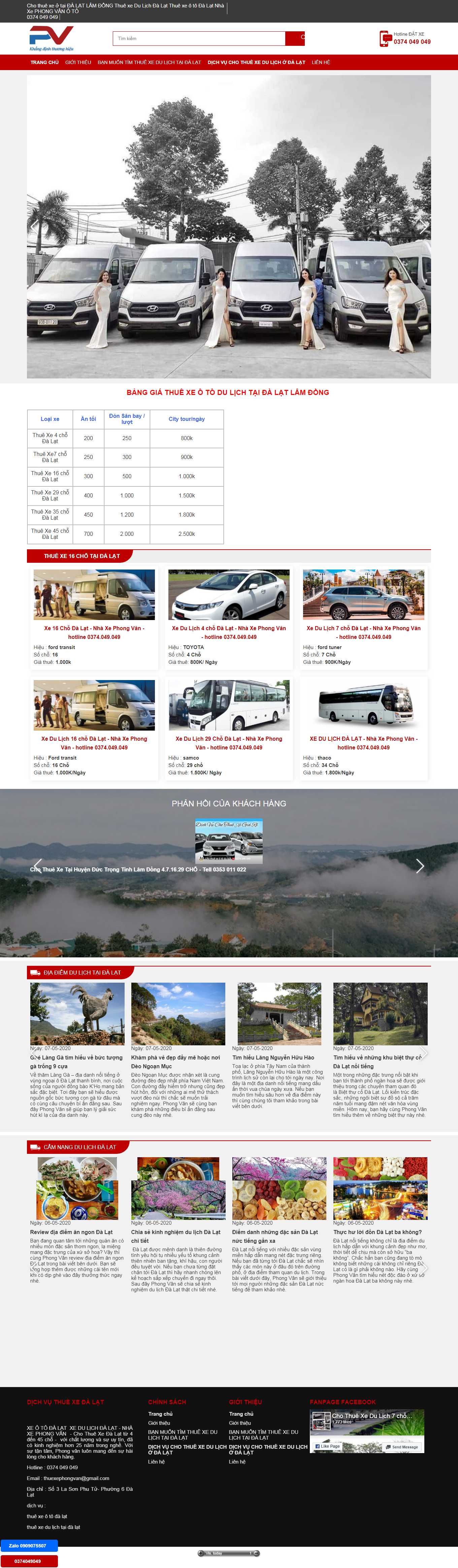 Thiết kế Web cho thuê xe ô tô chothuexeotodalat.com