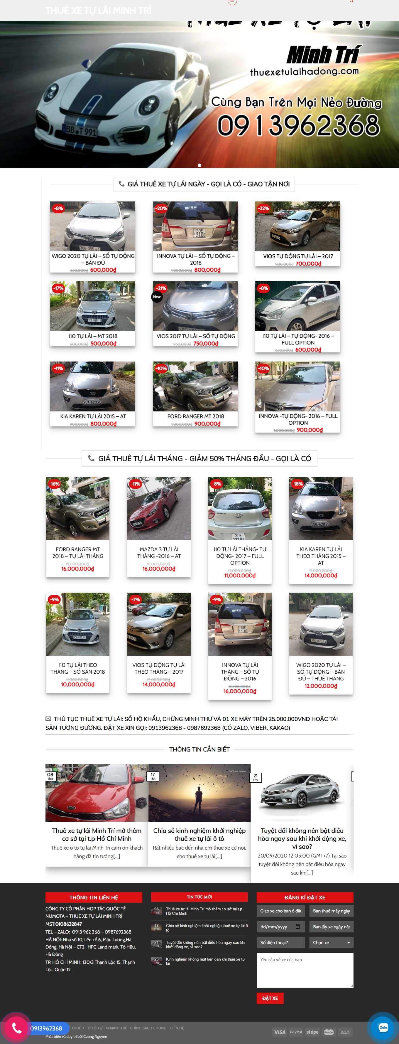 Thiết kế Web cho thuê xe ô tô thuexetulaihadong.com