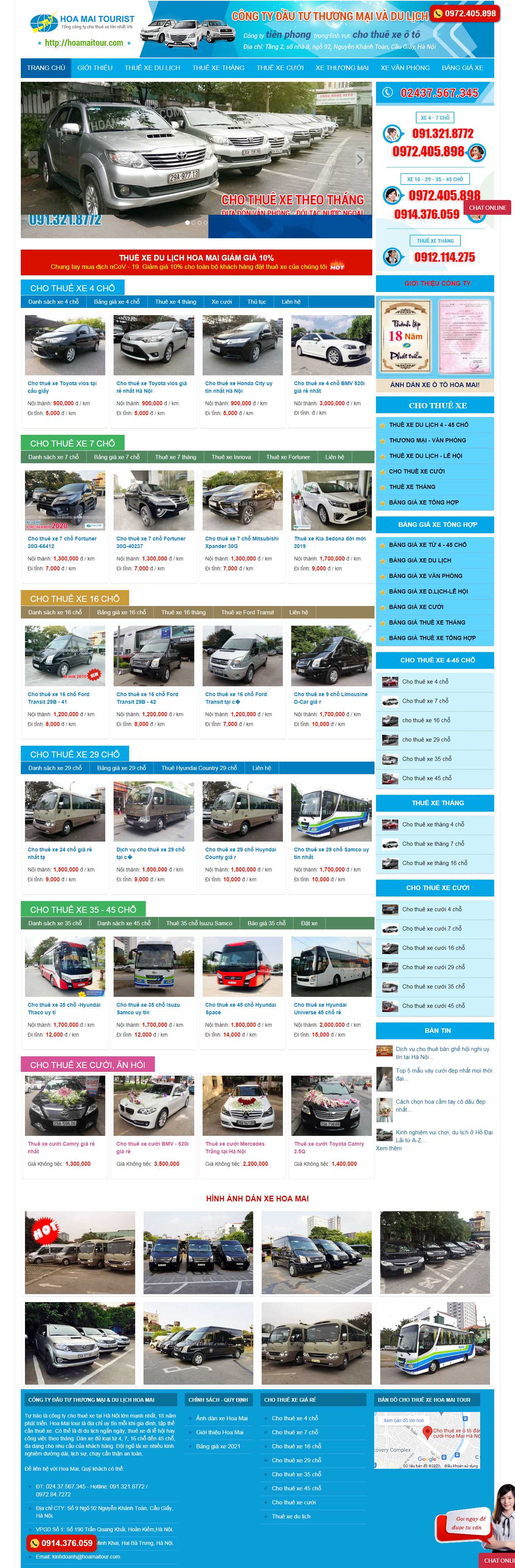 Thiết kế Web cho thuê xe ô tô hoamaitour.com