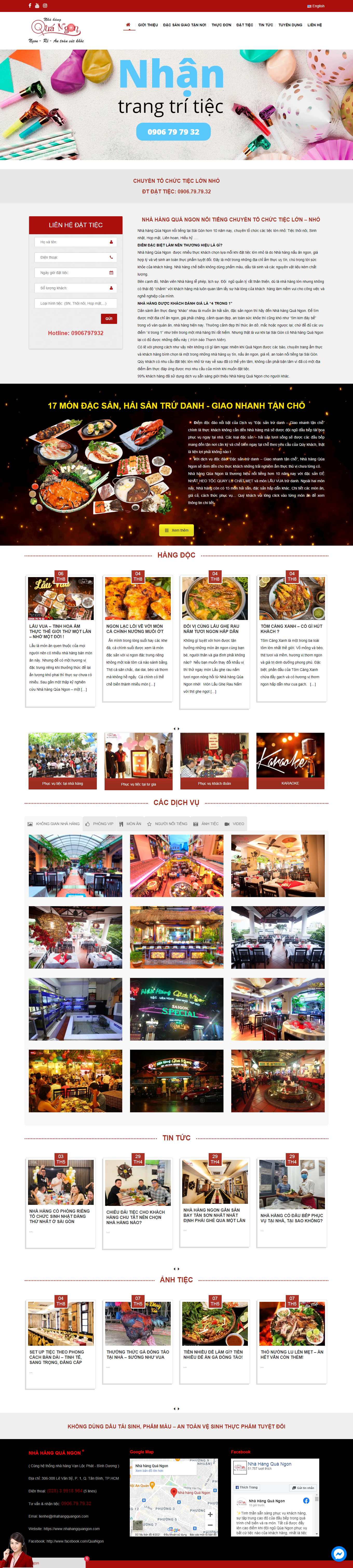 Thiết kế Web nhà hàng quán cafe quán ăn nhahangquangon.com