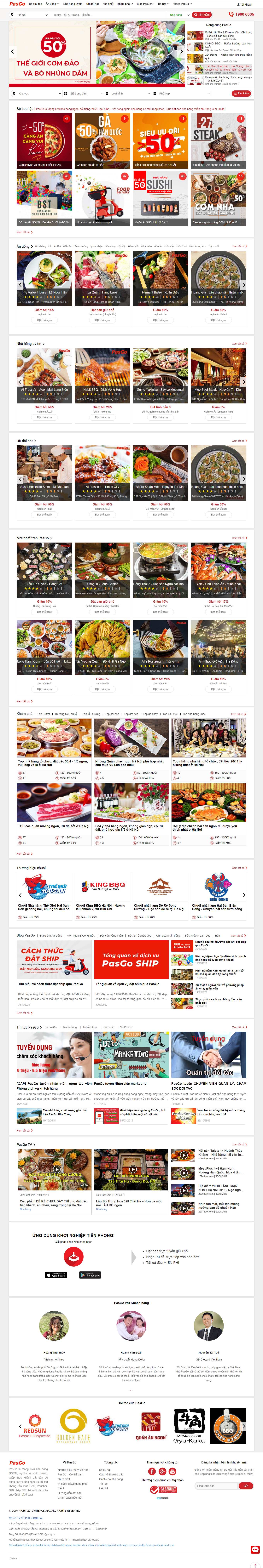 Thiết kế Web nhà hàng quán cafe quán ăn pasgo.vn