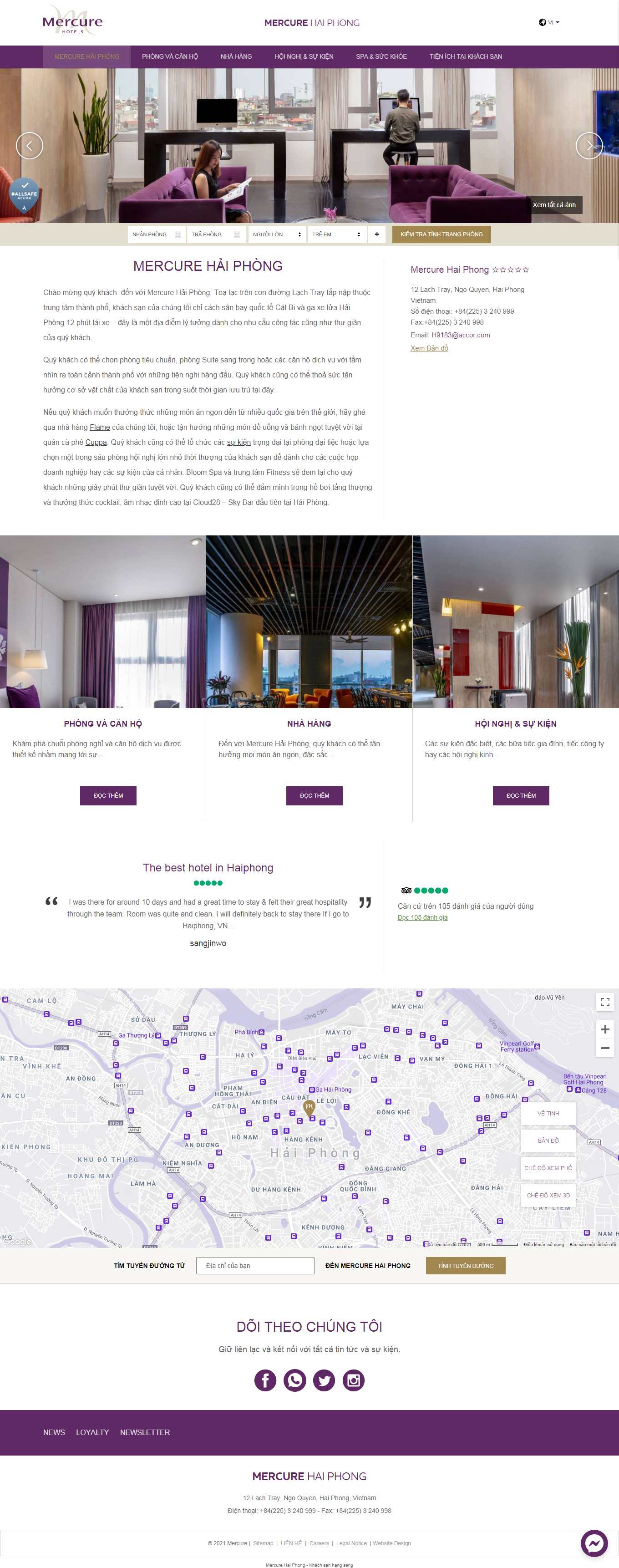 Thiết kế Web nhà hàng quán cafe quán ăn mercurehaiphong.com