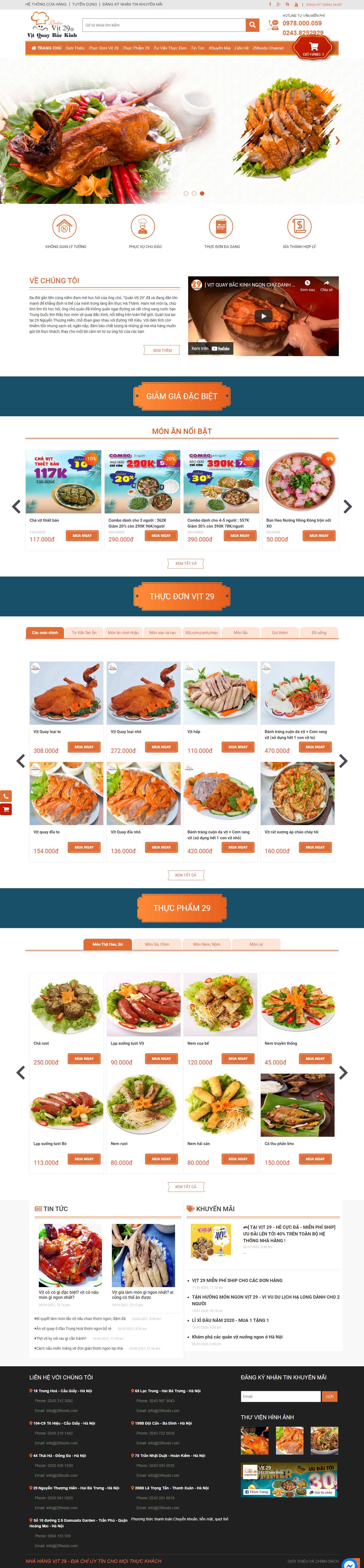 Thiết kế Web nhà hàng quán cafe quán ăn vit29.com