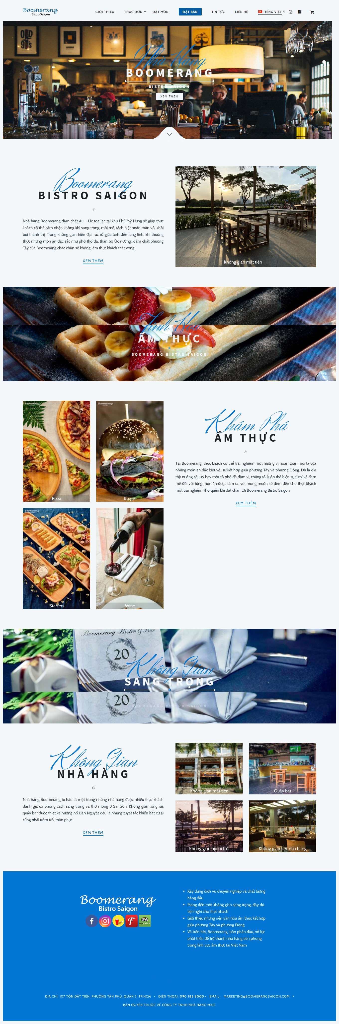 Thiết kế Web nhà hàng quán cafe quán ăn boomerangsaigon.com
