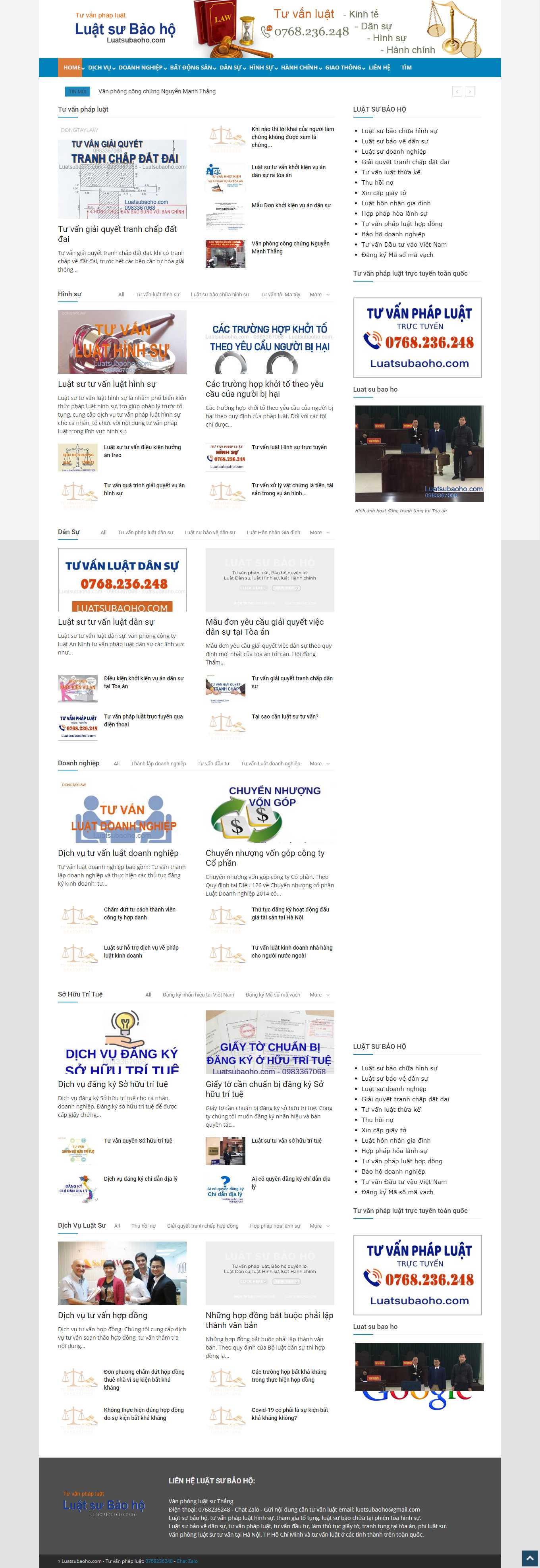 Thiết kế Web luật tòa án tư vấn luatsubaoho.com