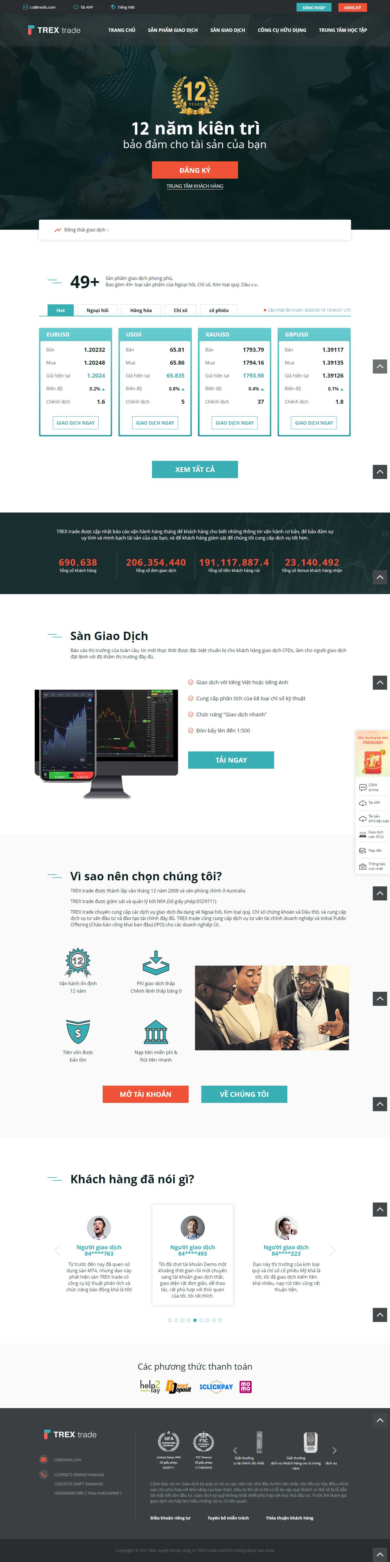 Thiết kế Web chứng khoán tài chính forex trexfx.com