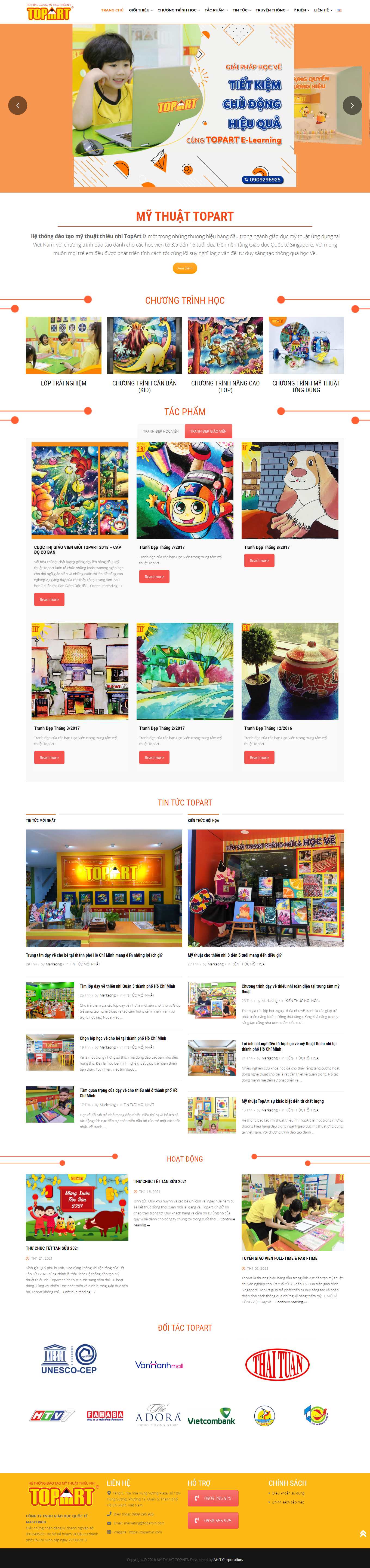 Thiết kế Web nghệ thuật mỹ thuật topartvn.com