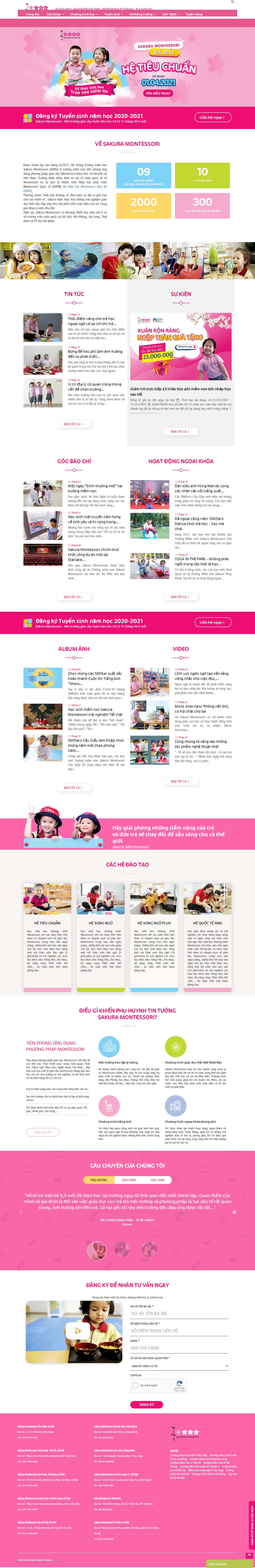 Thiết kế Web giáo dục Đào tạo trường học sakuramontessori.edu.vn