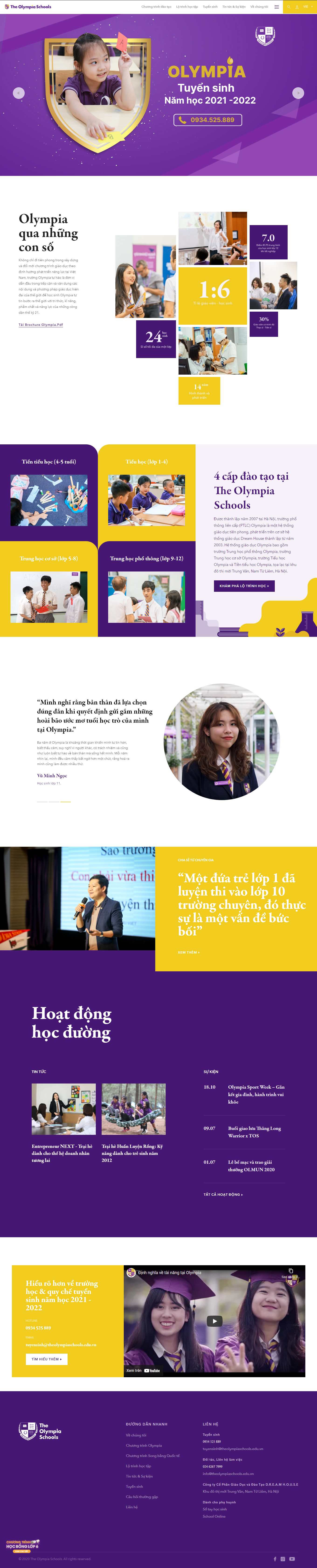 Thiết kế Web giáo dục Đào tạo trường học theolympiaschools.edu.vn