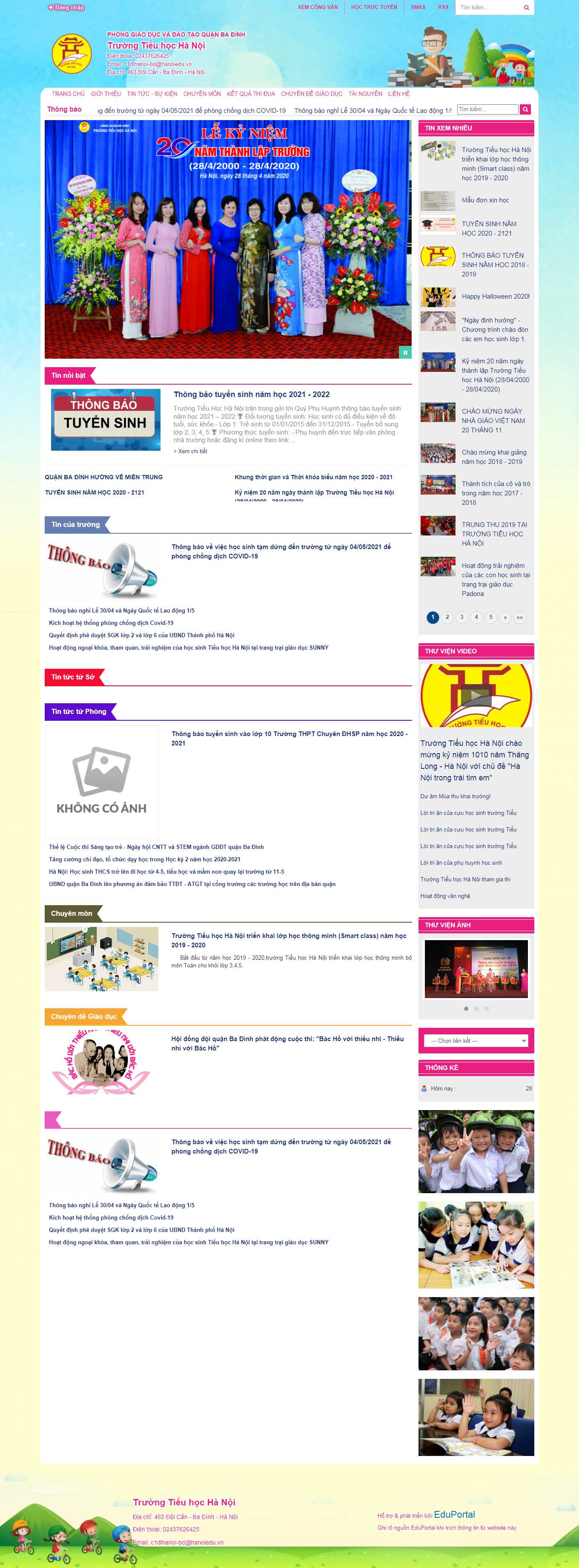 Thiết kế Web giáo dục Đào tạo trường học tieuhochanoi.edu.vn