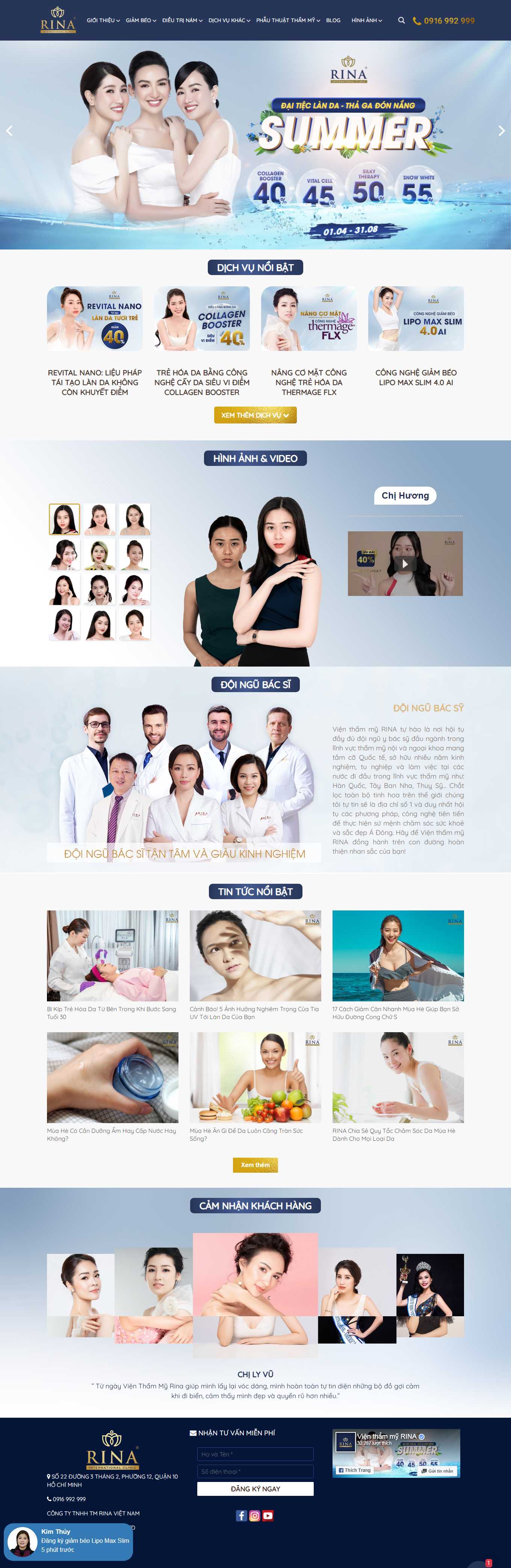 Thiết kế Web làm Đẹp spa thẩm mỹ viện fitness vienthammyrina.com