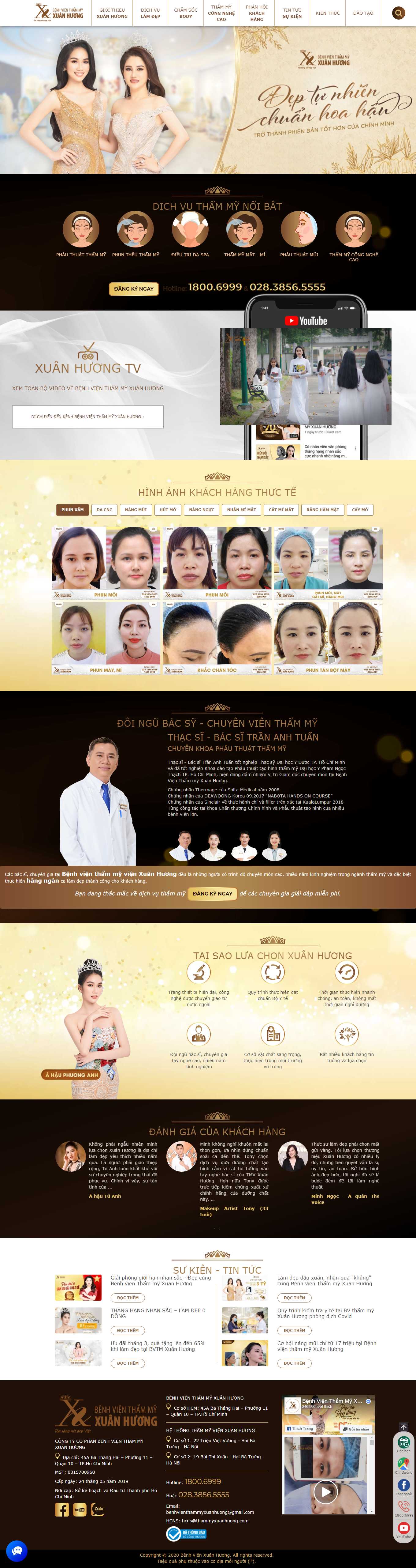 Thiết kế Web làm Đẹp spa thẩm mỹ viện fitness benhvienthammyxuanhuong.com