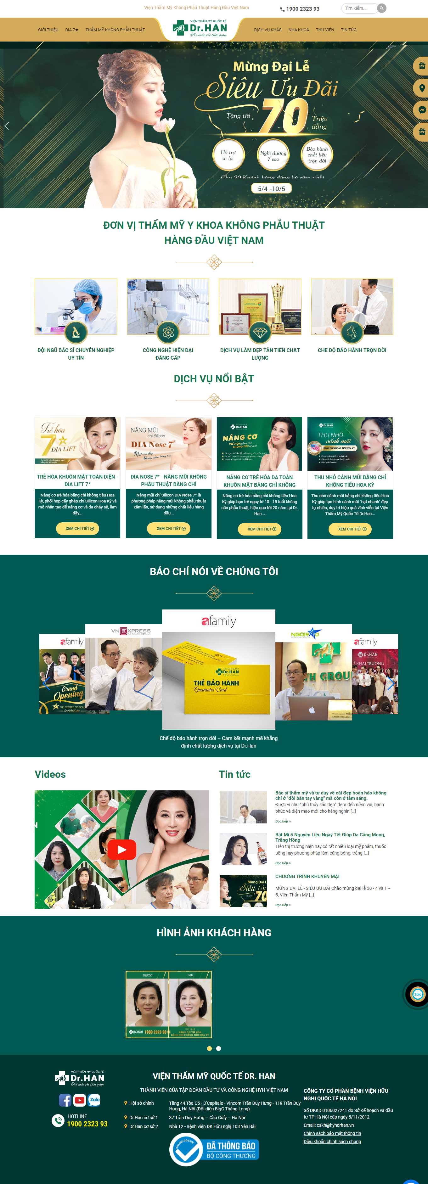 Thiết kế Web làm Đẹp spa thẩm mỹ viện fitness drhan.vn