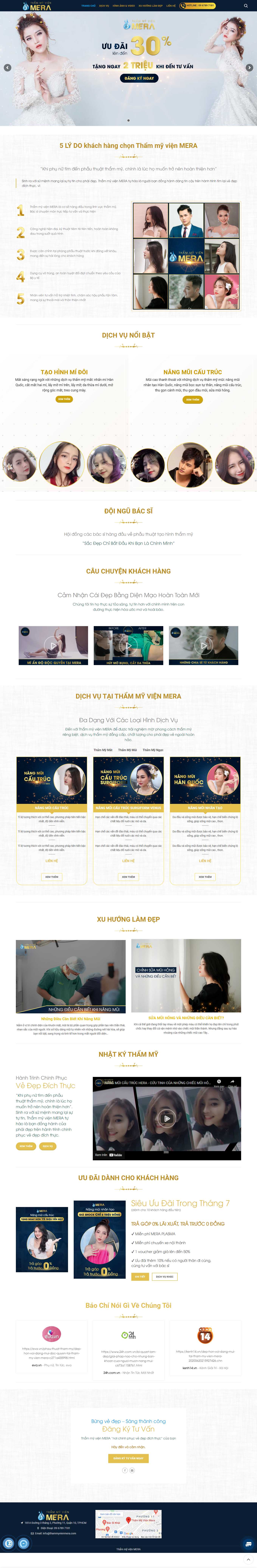 Thiết kế Web làm Đẹp spa thẩm mỹ viện fitness thammyvienmera.com