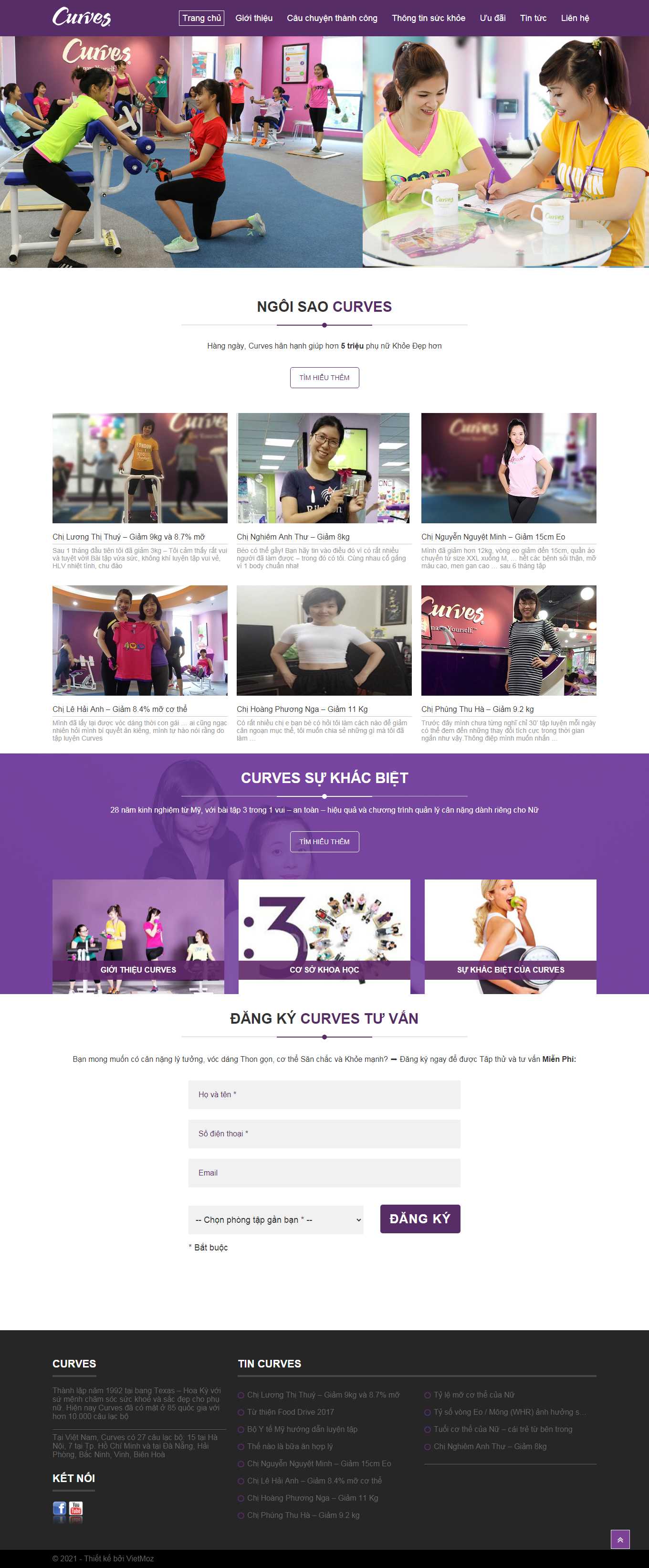 Thiết kế Web làm Đẹp spa thẩm mỹ viện fitness curveshanoi.com.vn