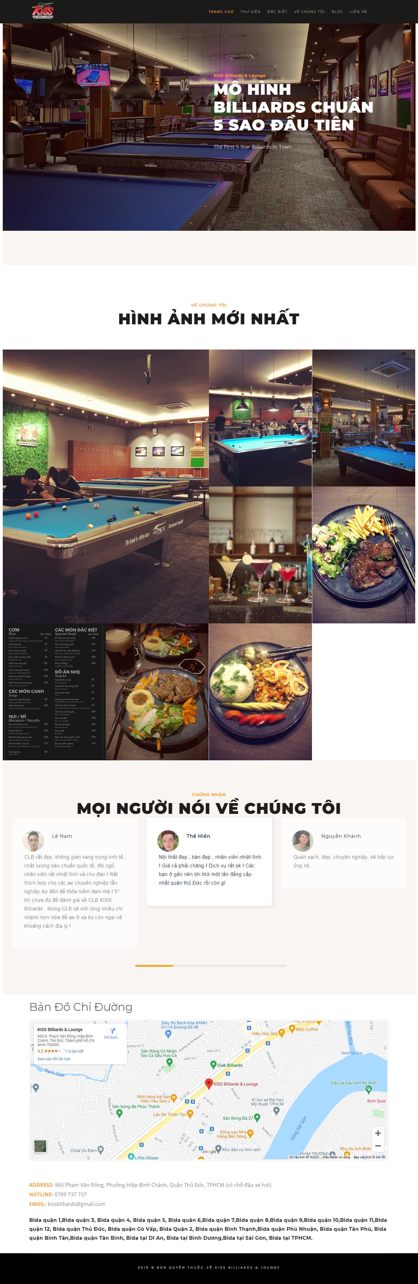 Thiết kế Web vui chơi giải trí kissbilliards.com