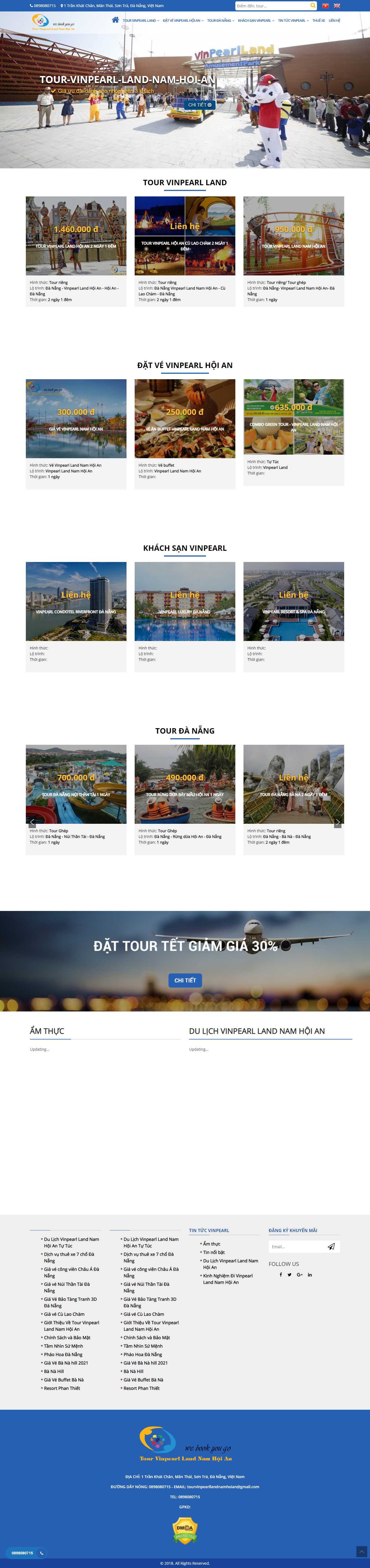 Thiết kế Web vui chơi giải trí tourvinpearllandnamhoian.com