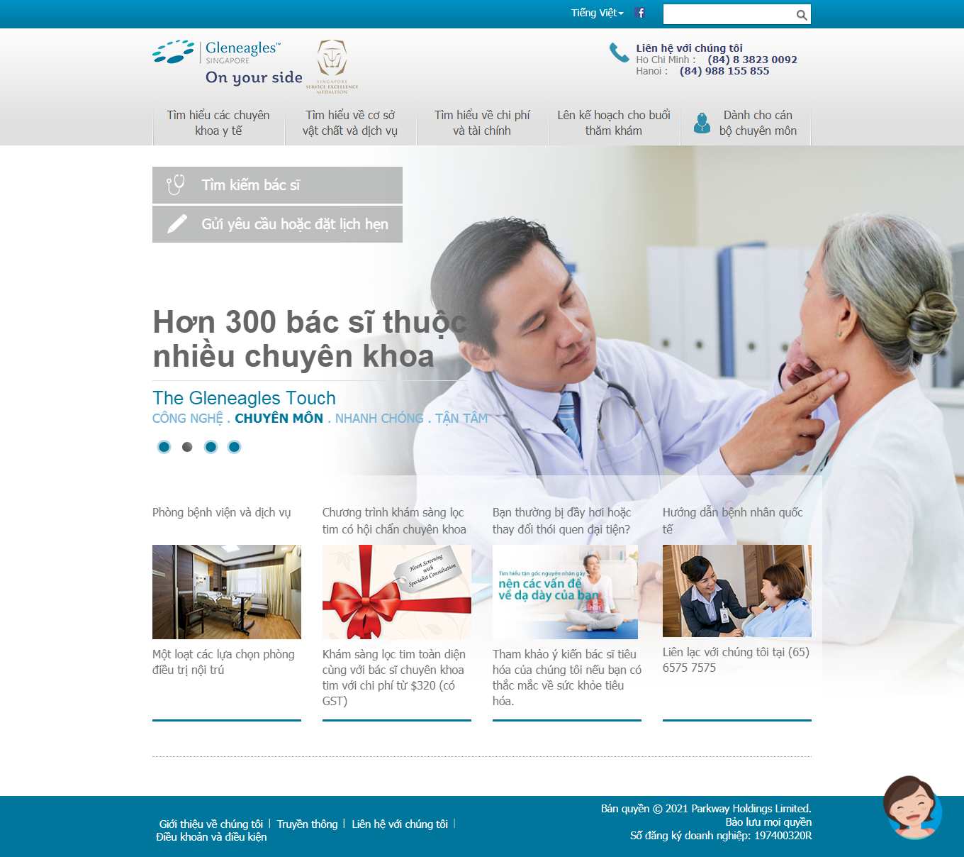 Thiết kế Web sức khỏe y tế dược gleneagles.com.sg