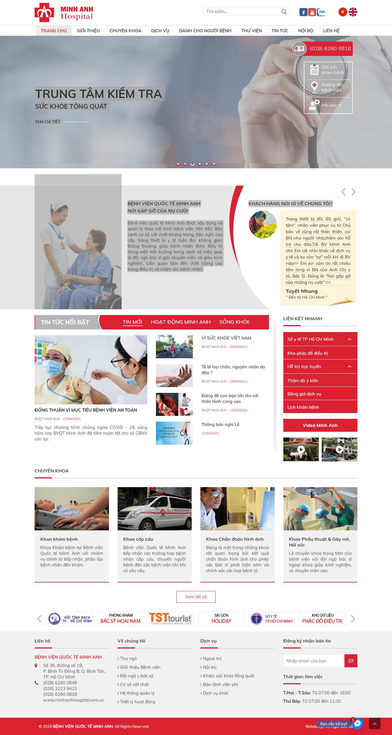 Thiết kế Web sức khỏe y tế dược minhanhhospital.com.vn