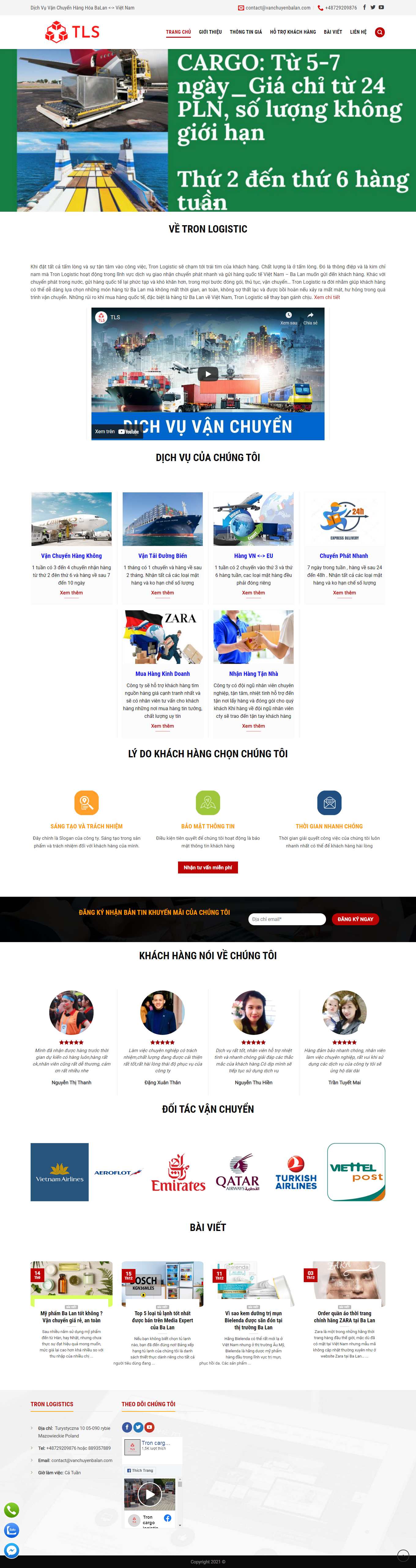 Thiết kế Web vận chuyển kho bãi vanchuyenbalan.com