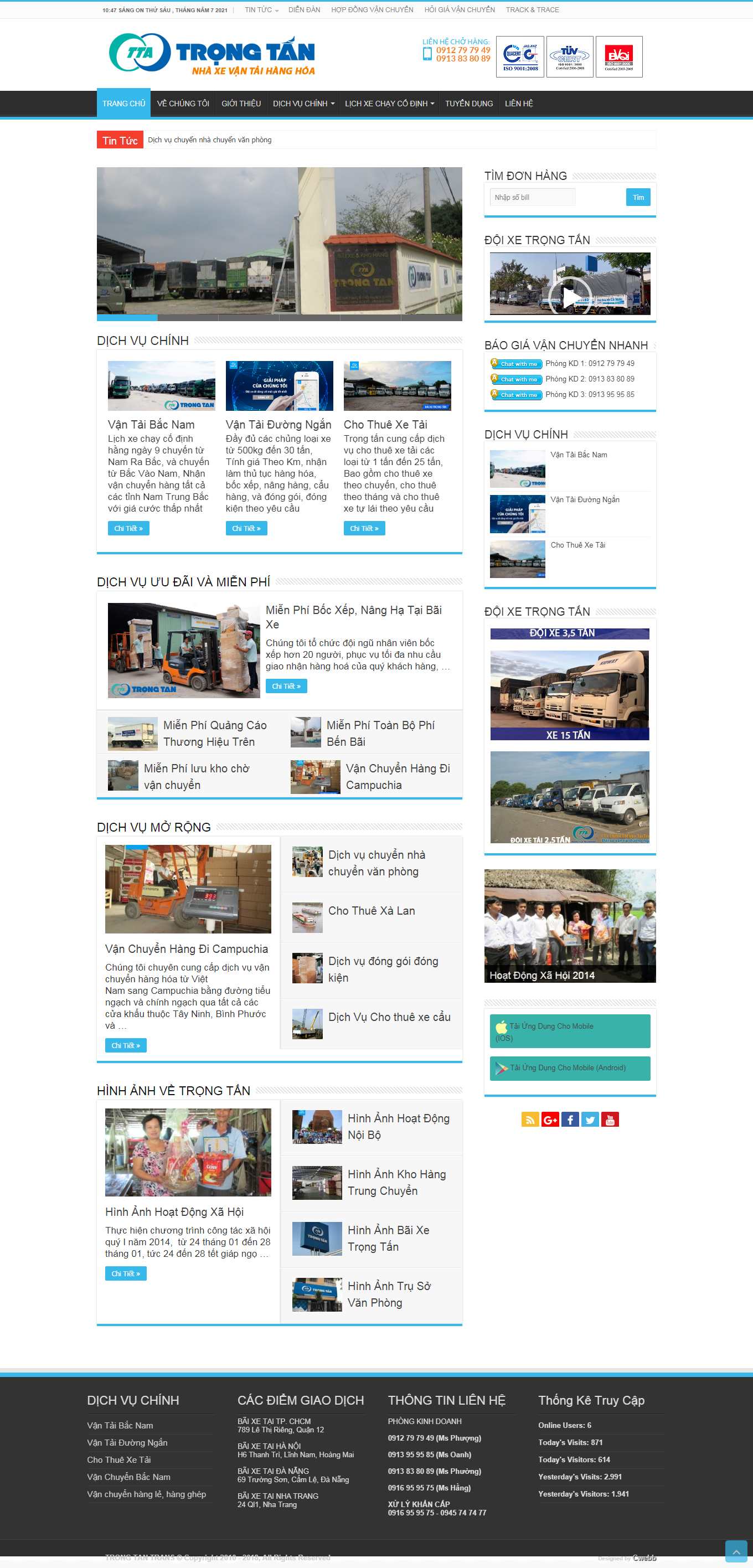 Thiết kế Web vận chuyển kho bãi trongtanvn.com