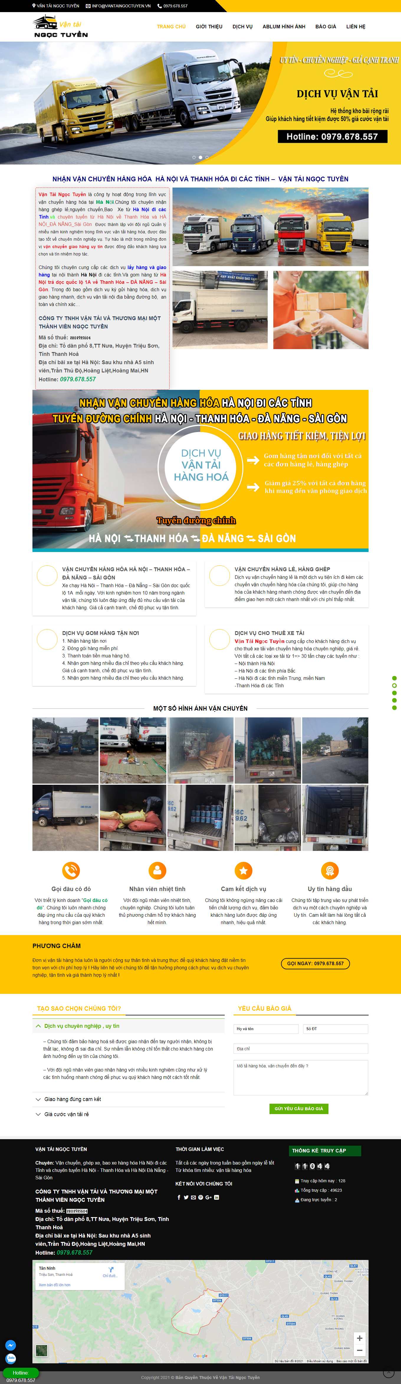 Thiết kế Web vận chuyển kho bãi vtngoctuyen.com