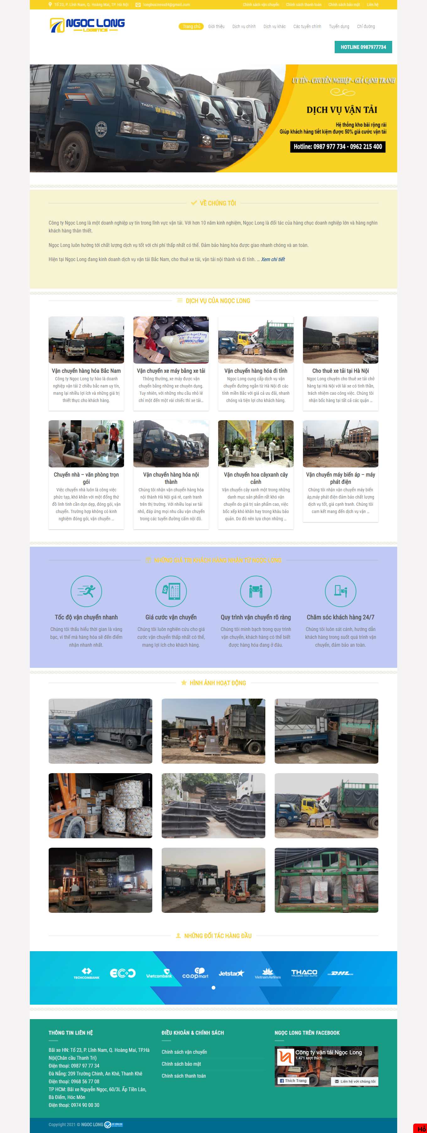 Thiết kế Web vận chuyển kho bãi vantaingoclong.vn