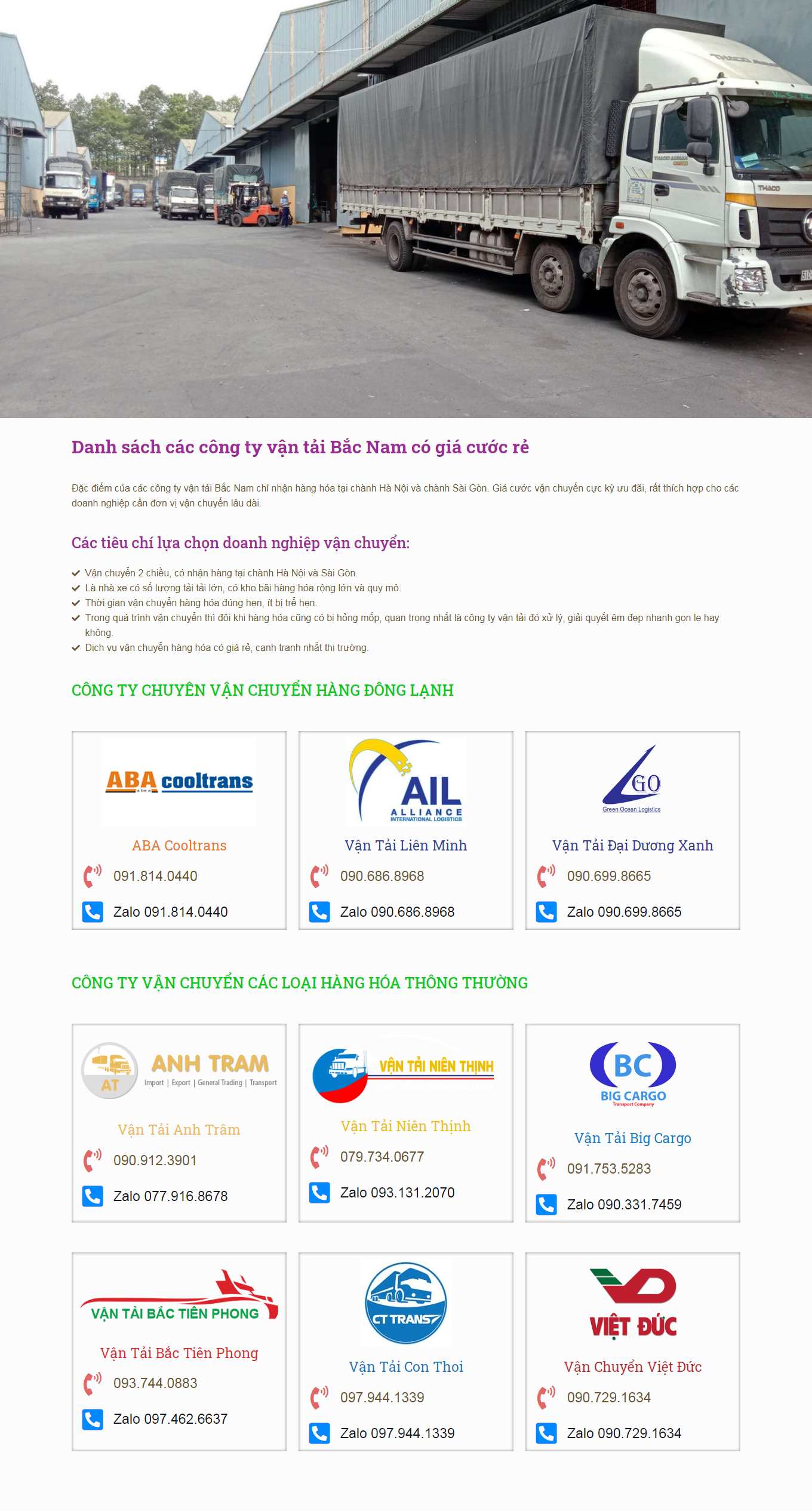 Thiết kế Web vận chuyển kho bãi dichvuvanchuyen247.com