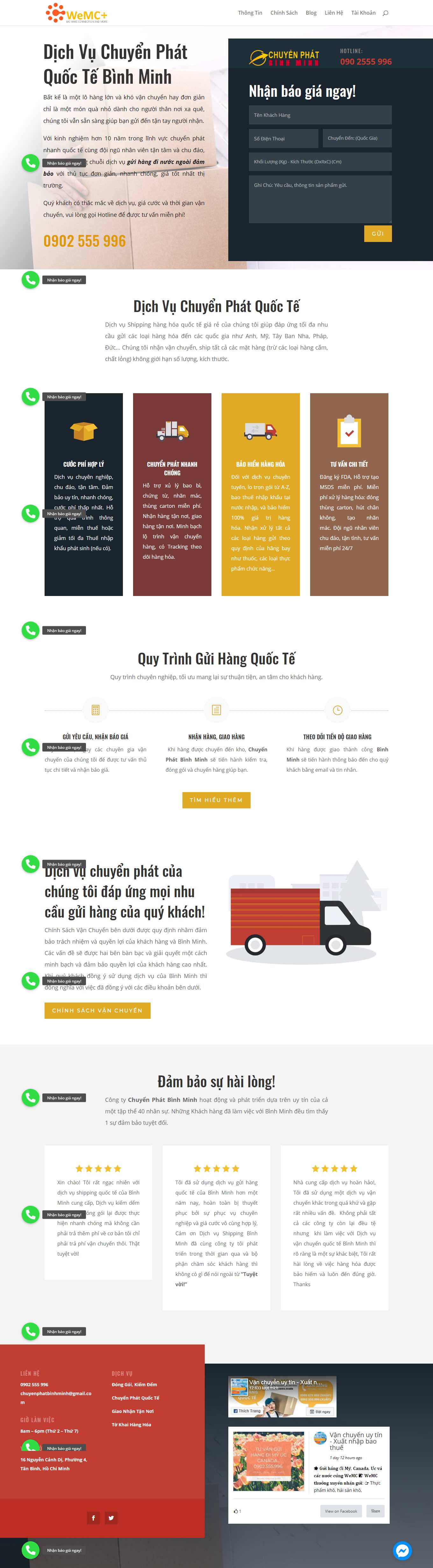 Thiết kế Web vận chuyển kho bãi chuyenphatbinhminh.com